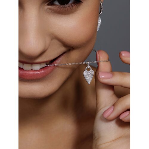 Колье "Сердце" с фианитами из серебра 925 пробы