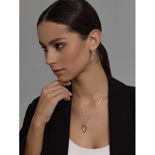 Колье "Сердце" с фианитами из серебра 925 пробы