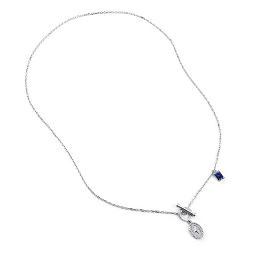 Колье "Звезда" с сапфиром из серебра 925 пробы