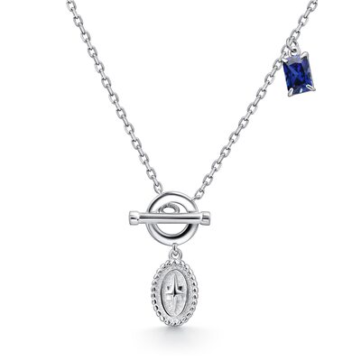 Колье "Звезда" с сапфиром из серебра 925 пробы