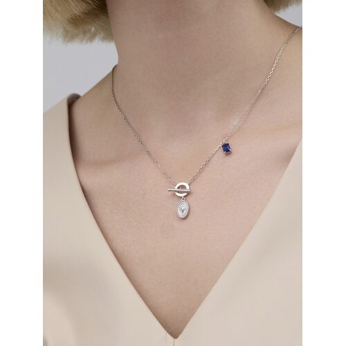 Колье "Звезда" с сапфиром из серебра 925 пробы