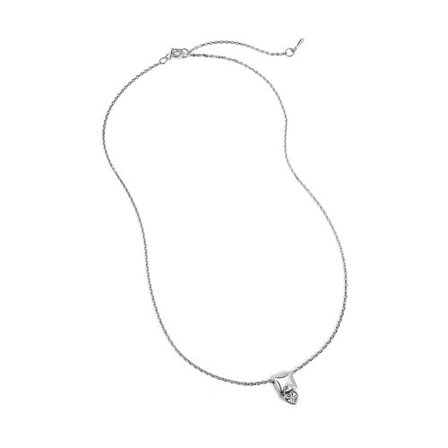 Колье "Сердце" с бриллиантом из серебра 925 пробы