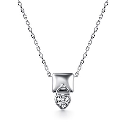 Колье "Сердце" с бриллиантом из серебра 925 пробы