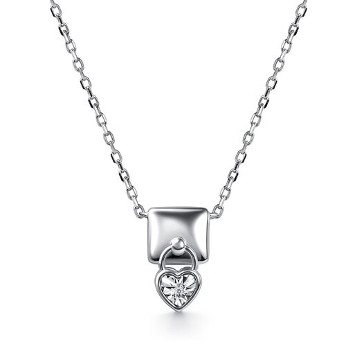Колье "Сердце" с бриллиантом из серебра 925 пробы