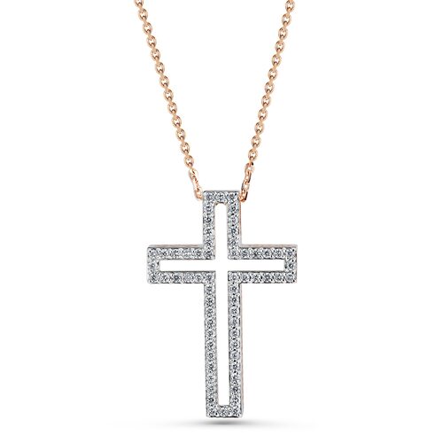 Колье "Крест" с бриллиантами из золота 585 пробы