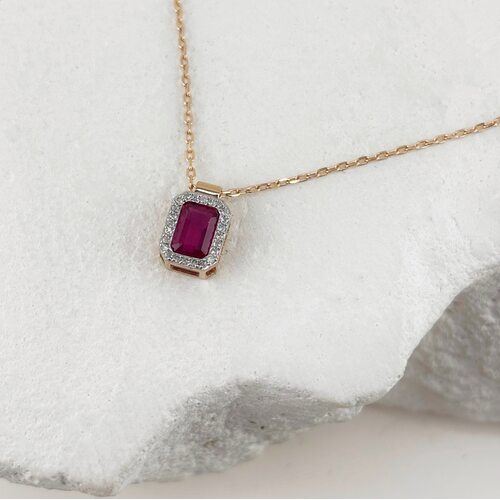 Колье с рубином и бриллиантами из золота 585 пробы
