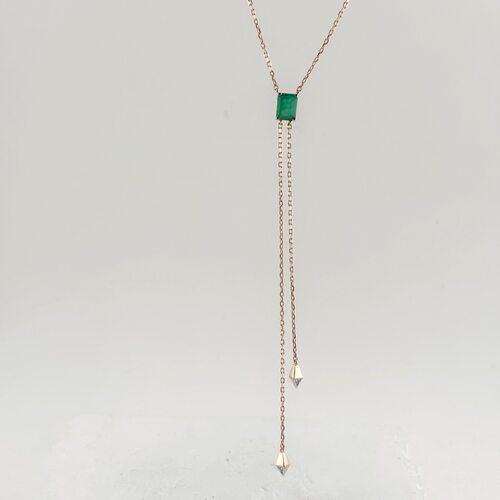 Колье с изумрудом и бриллиантами из золота 585 пробы