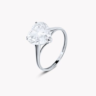 Кольцо "Сердце" с топазом из белого золота 585 пробы