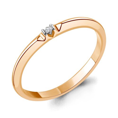 Кольцо с бриллиантом из серебра 925 пробы с позолотой