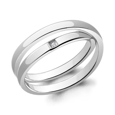 Кольцо с бриллиантом из серебра 925 пробы