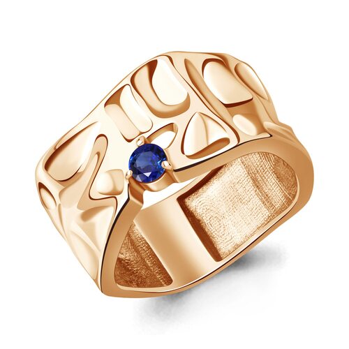 Кольцо с сапфиром из серебра 925 пробы с позолотой