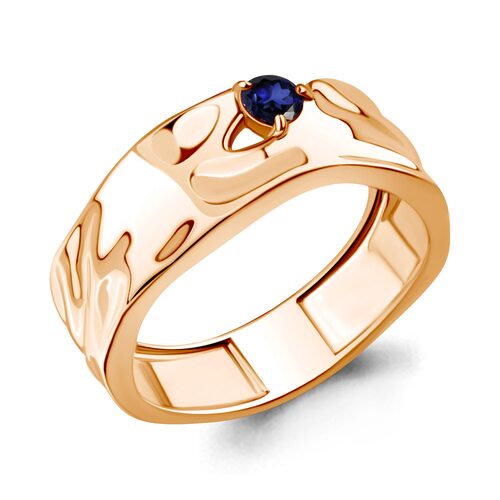 Кольцо с сапфиром из серебра 925 пробы с позолотой