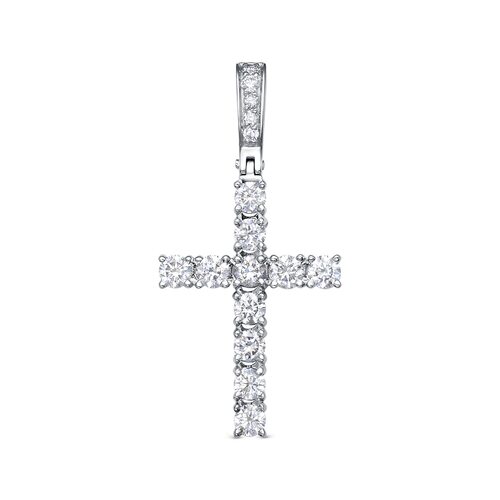 Декоративный крест с бриллиантами из белого золота 585 пробы