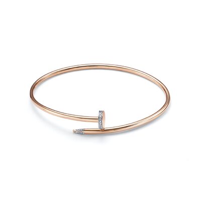 Браслет "Гвоздь" с фианитами из золота 585 пробы