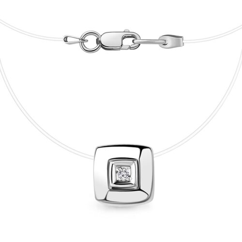 Колье с бриллиантом из серебра 925 пробы на леске