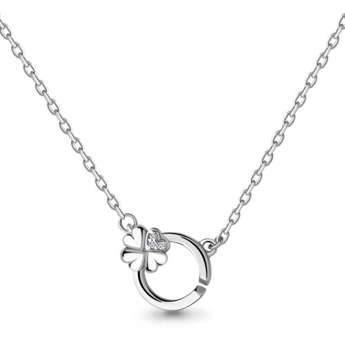 Колье "Клевер" с бриллиантами из серебра 925 пробы