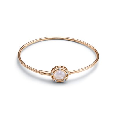 Браслет с перламутром и фианитами из золота 585 пробы