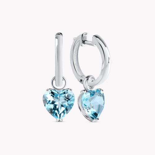 Серьги "Сердца" с топазом из белого золота 585 пробы