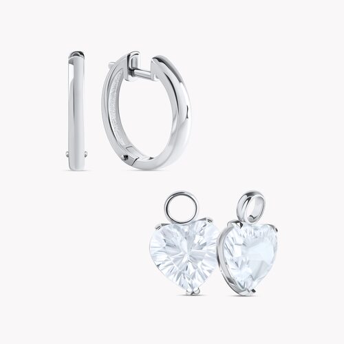 Серьги "Сердца" с топазом из белого золота 585 пробы