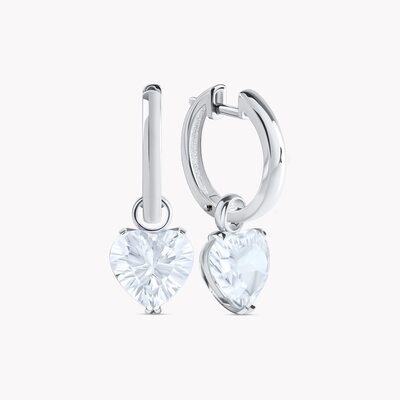 Серьги "Сердца" с топазом из белого золота 585 пробы