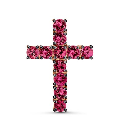 Декоративный крест с рубинами из золота 585 пробы