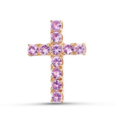 Декоративный крест с сапфирами из золота 585 пробы