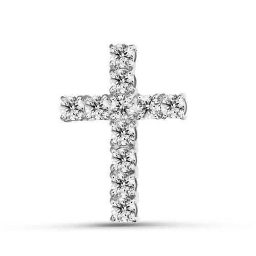 Декоративный крест с бриллиантами из белого золота 585 пробы