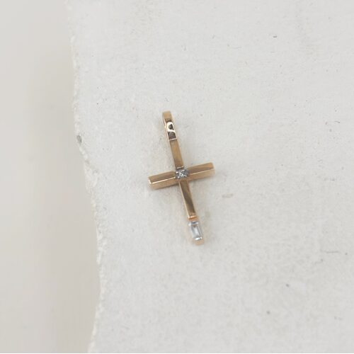 Декоративный крест с бриллиантами из золота 585 пробы