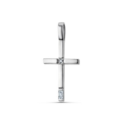 Декоративный крест с бриллиантами из белого золота 585 пробы