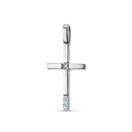 Декоративный крест с бриллиантами из белого золота 585 пробы