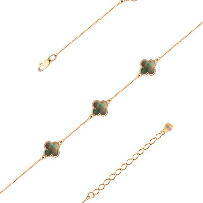 Браслет "Клевера" с перламутром из золота 585 пробы