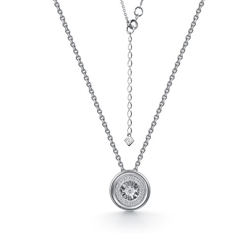 Колье с танцующим бриллиантом из белого золота 585 пробы
