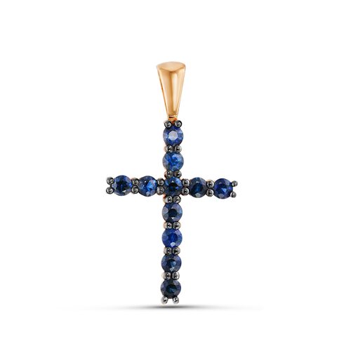 Крест с сапфирами из золота 585 пробы