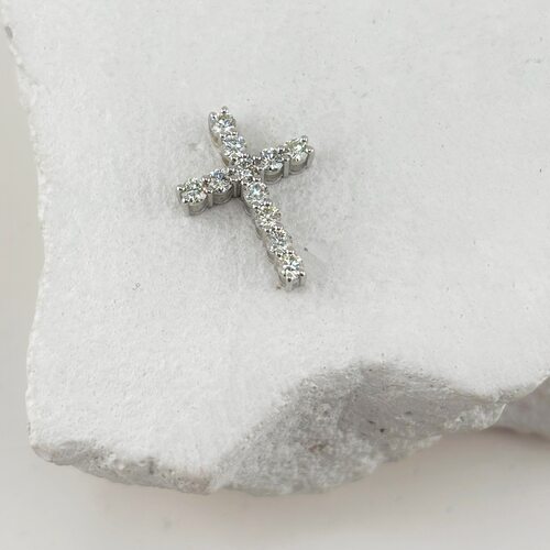 Крест с бриллиантами из золота 585 пробы