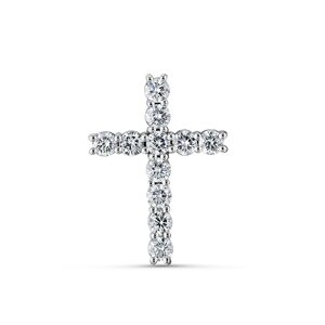 Декоративный крест с бриллиантами из белого золота 585 пробы