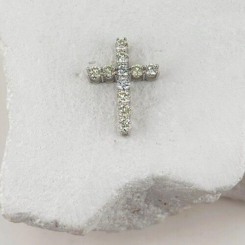 Крест с бриллиантами из золота 585 пробы