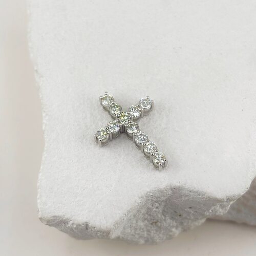 Крест с бриллиантами из золота 585 пробы