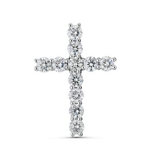 Декоративный крест с бриллиантами из белого золота 585 пробы