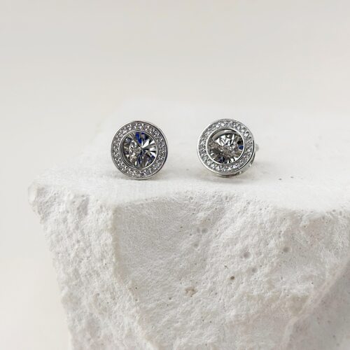 Серьги с танцующими бриллиантами из белого золота 585 пробы