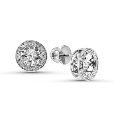 Серьги с танцующими бриллиантами из белого золота 585 пробы