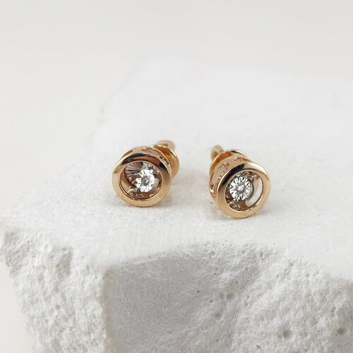 Пуссеты с танцующими бриллиантами из золота 585 пробы