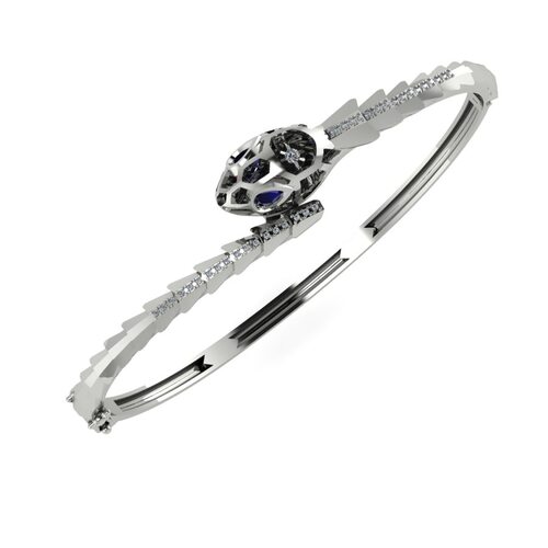 Браслет "Змея" с сапфирами и бриллиантами из белого золота 585 пробы