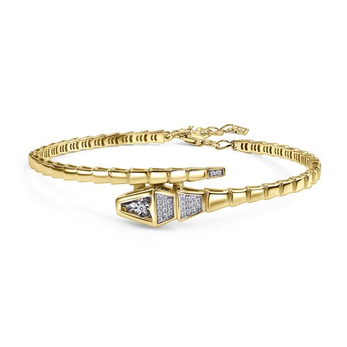 Браслет "Змея" с бриллиантами из желтого золота 585 пробы