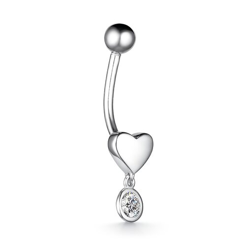 Пирсинг "Сердце" с фианитом из серебра 925 пробы