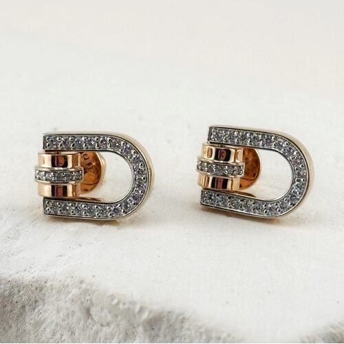 Пусеты с бриллиантами из золота 585 пробы