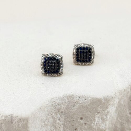 Пусеты с сапфирами и бриллиантами из золота 585 пробы