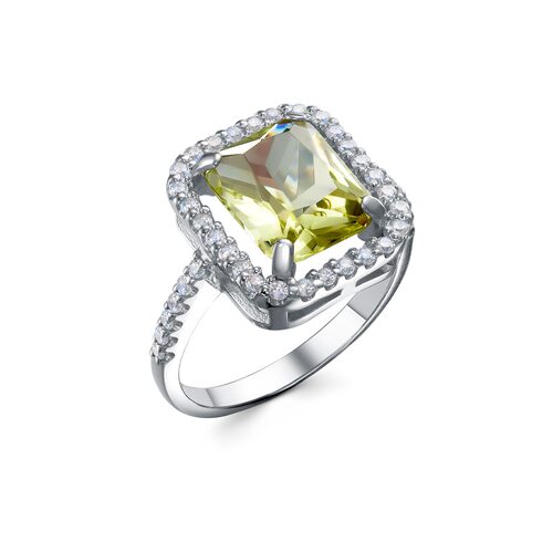 Кольцо с кварцем и фианитами из серебра 925 пробы