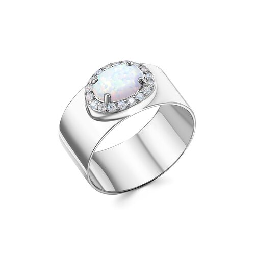 Кольцо с опалом и фианитами из серебра 925 пробы