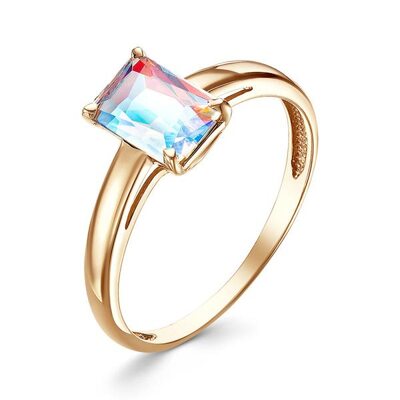 Кольцо с радужным кварцем ситаллом из золота 585 пробы