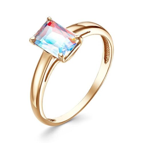 Кольцо с радужным кварцем ситаллом из золота 585 пробы